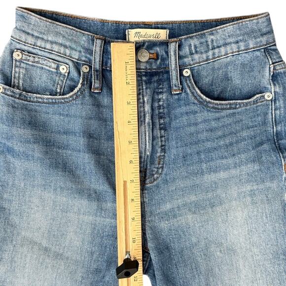 Madewell Blue Distressed Raw Hem Light Wash Stretch Perfect Vintage Jeans sz 26 - Picture 7 of 11